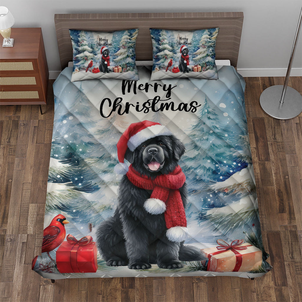 Merry Christmas French Bulldog Enjoys Woofmas Winter Xmas Holiday Quilt Bedding Set Dog Lover Gifts 1 Blanket Bed Cover 2 Pillowcases - 02022