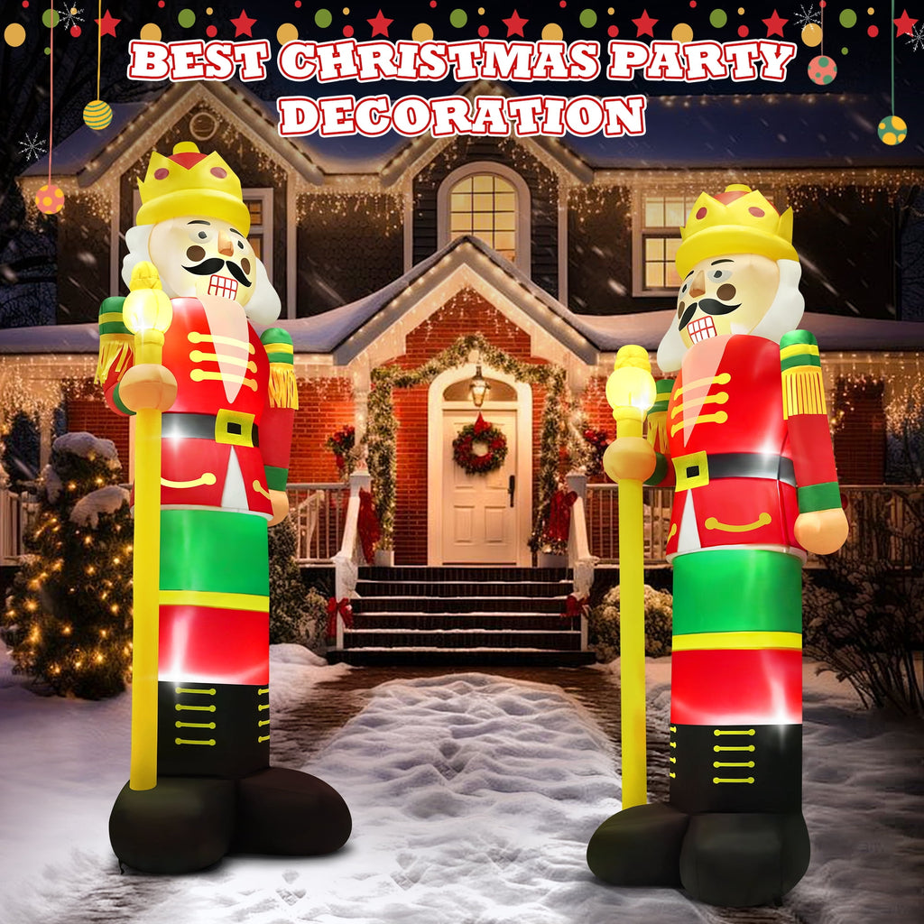 Yexmas 12FT Christmas Inflatable Nutcracker Soldier, Blow Up Yard Xmas Decor with LED Light&Candy Cane for Holiday Party Lawn Garden Outdoor Decor