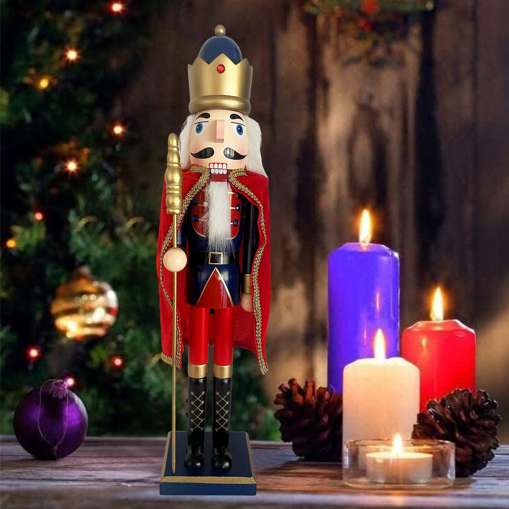 24Inch Wooden Soldier Nutcracker Christmas Decor - Festive Christmas Nutcracker Gift, Winter Indoor Decoration for Table, Desktop & Fireplace