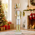 4 Ft Christmas Nutcracker with High Hat, Scepter, Hidden Storage Compartment, Metal Frame, Sturdy Base