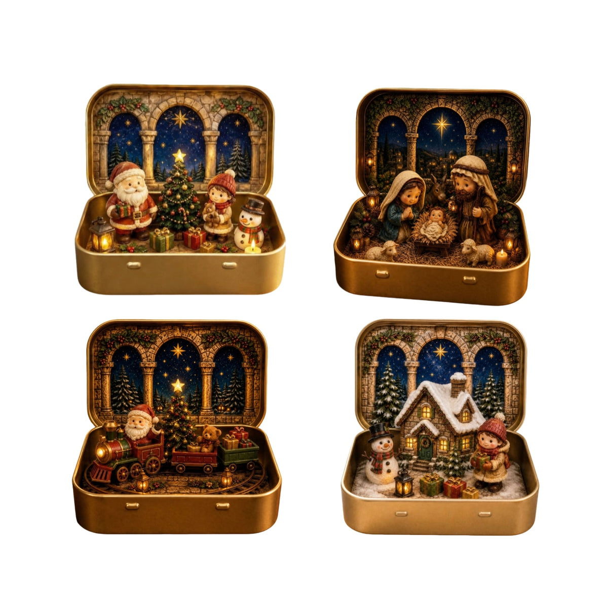 3 Pcs Mini Christmas Nativity Set in a Tin Box - Pocket Nativity Scene in a Tin Box with Resin Figures, Mini Nativity Set, Nativity in a Tin - Catholic Christian Stocking Stuffer Gift