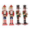 4 Piece Festive Traditional Wooden 12 Inch Multi-Coloured Soldier Swordsman Nutcracker Christmas Shelves Living Room Bedroom Home Decoration