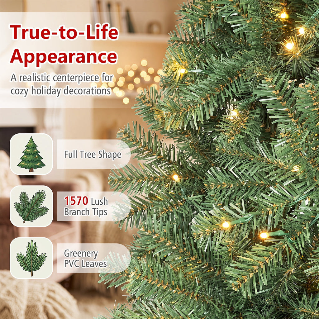 Costway 4 FT Pre-Lit Artificial Christmas Tree with 296 Dense Branch Tips, 100 LED Lights