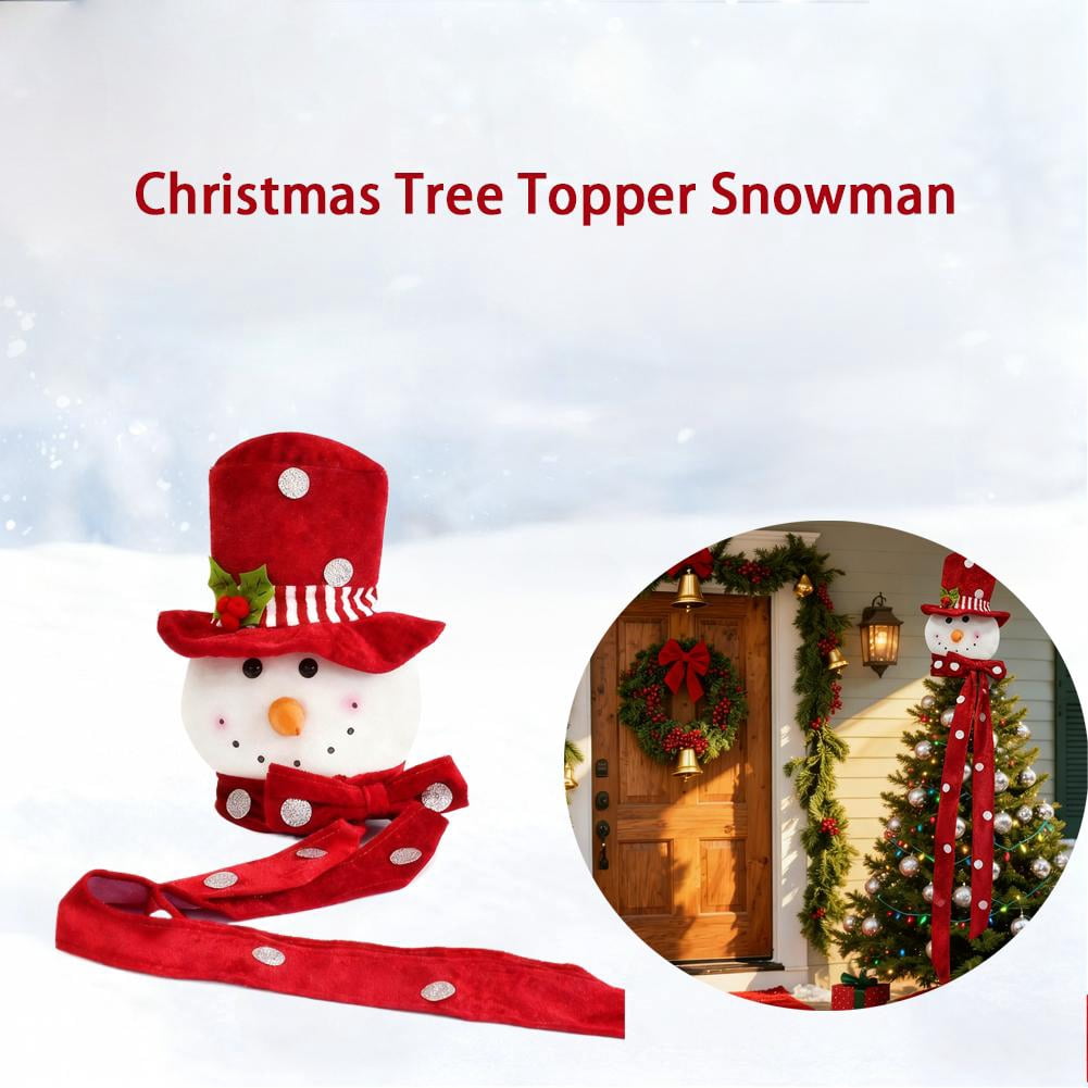 Christmas Tree Topper Snowman, Large Plush Holiday Treetop Ornament for Home Party Fireplaces Malls Decor