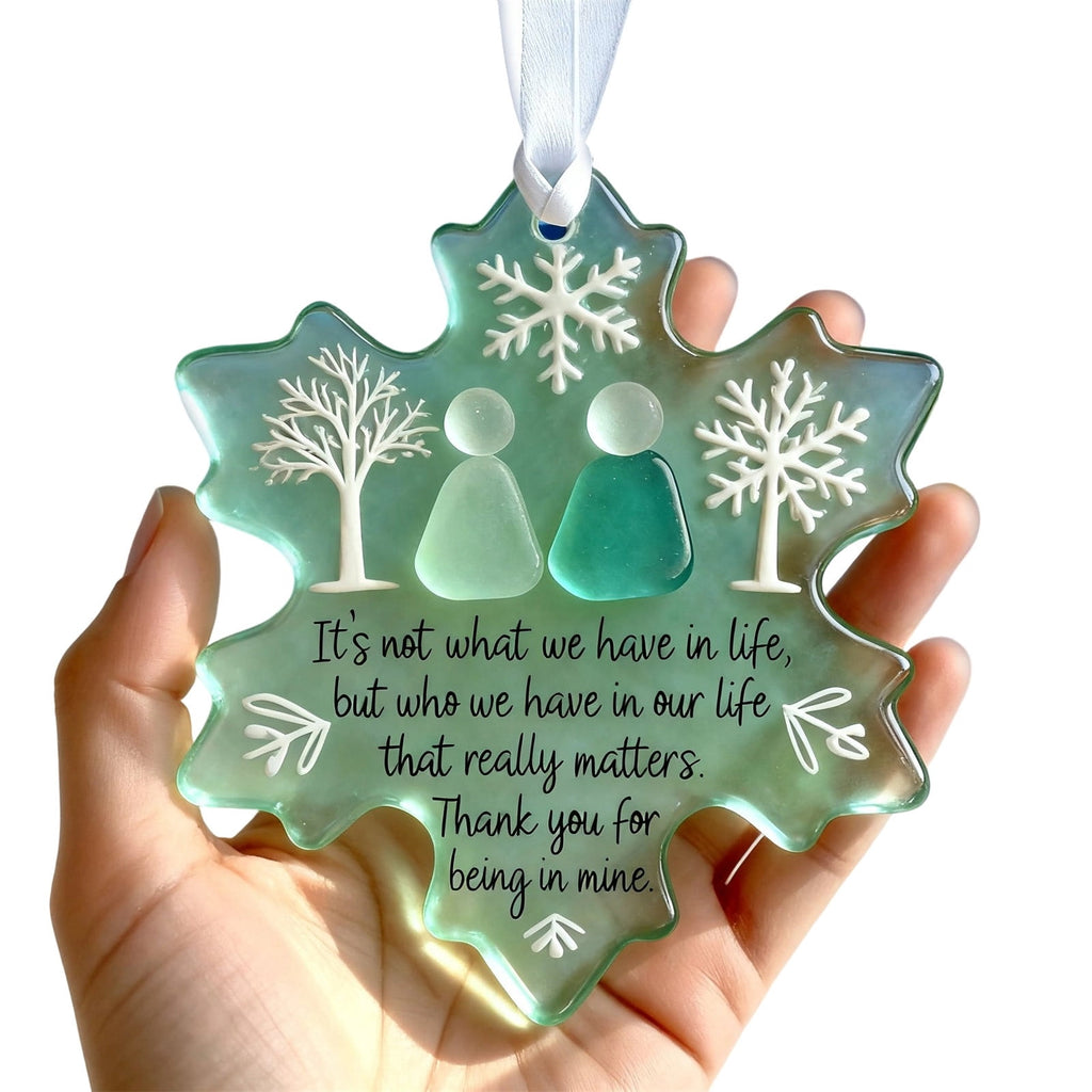 Lunxisen 1 Pcs Sea Glass Nativity: Jesus’ Birth Christmas Ornament,Coastal Inspired Sea Glass Nativity Ornament,Handmade Nativity Scene, with Shells and Starfish