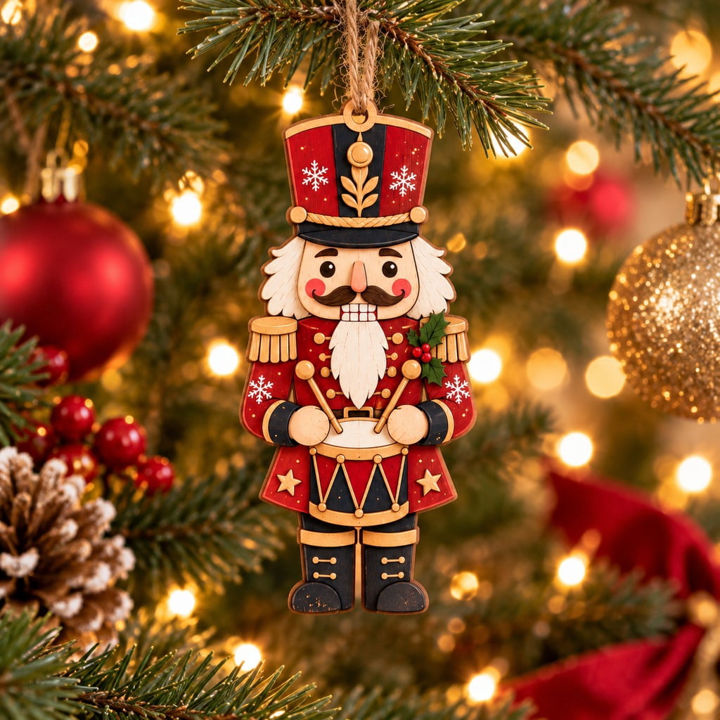 Wooden Ornament Christmas Nutcracker Drummer