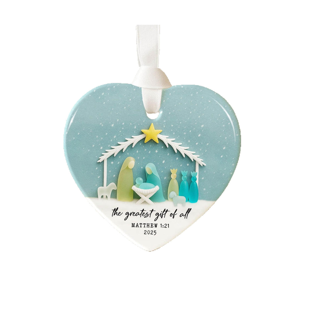 Lunxisen 1 Pcs Sea Glass Nativity: Jesus’ Birth Christmas Ornament,Coastal Inspired Sea Glass Nativity Ornament,Handmade Nativity Scene, with Shells and Starfish