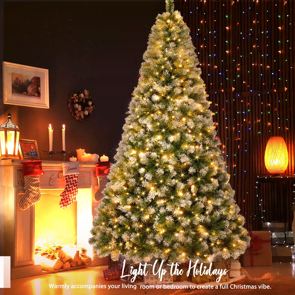 Yexmas 6ft Pre-Lit Green Christmas Tree, 11 Modes Colored LED Lights, Artificial Xmas Tree with Large Storage Bag