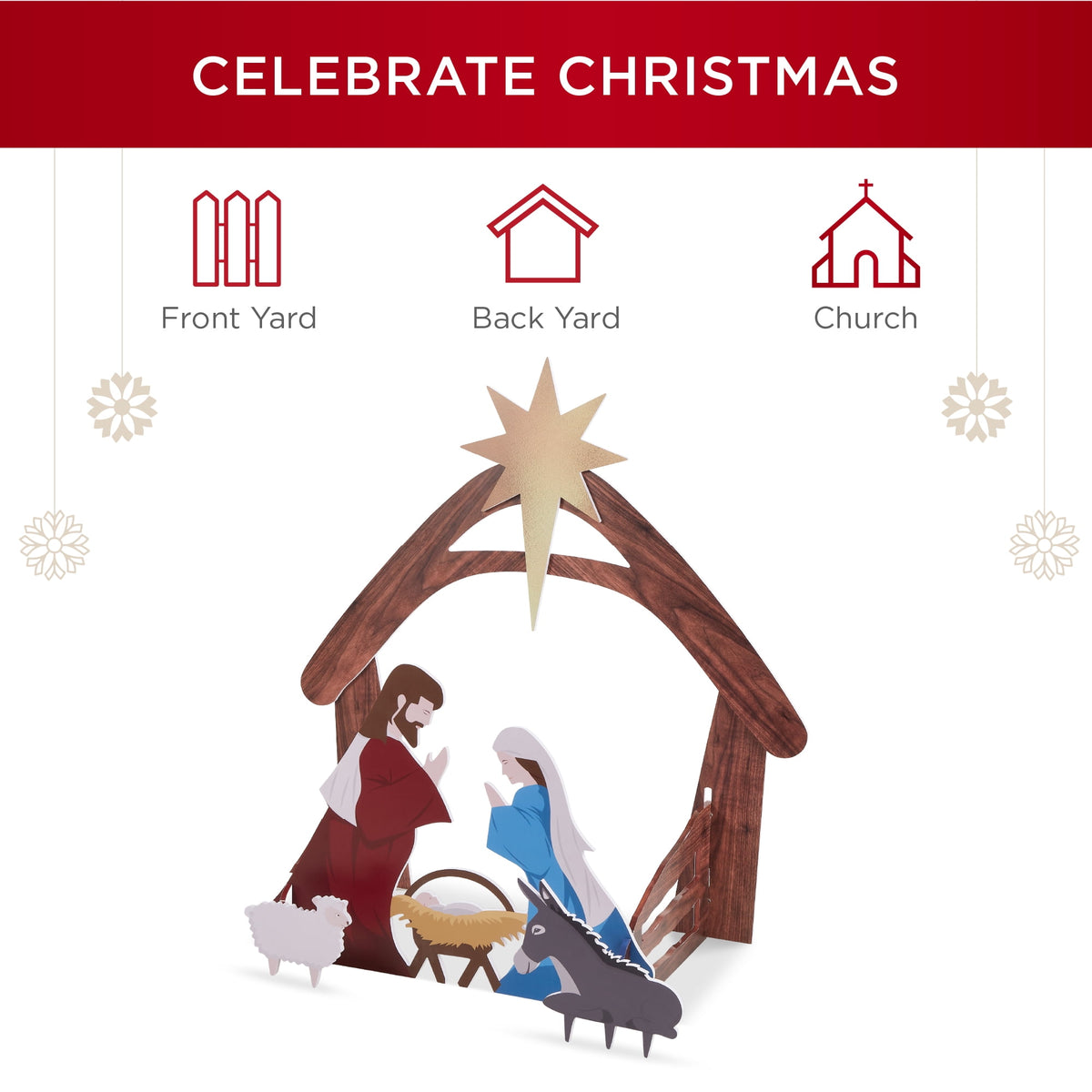 Best Choice Products 4ft Outdoor Nativity Scene, Weather-Resistant Decor, Christmas Family Yard Decoration, PVC - White