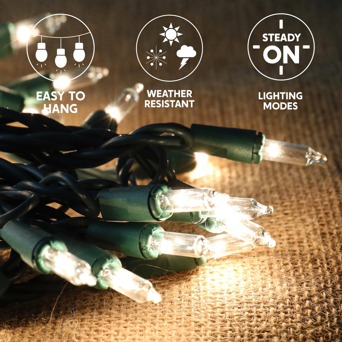 Joiedomi 100-Count Clear White Christmas Light Set,Green Wire Lights for Christmas Decorations,Holiday,Party,Home,Indoor or Outdoor Decorations