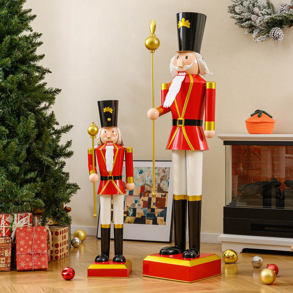 Costway 4’ Christmas Nutcracker with High Hat & Beautiful Scepter, Uniform & Boots for Yard Gold