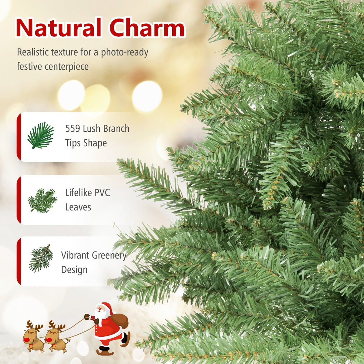 Costway 4 ft Artificial Christmas Tree with 559 Lush PVC Branch Tips & Folding Metal Stand