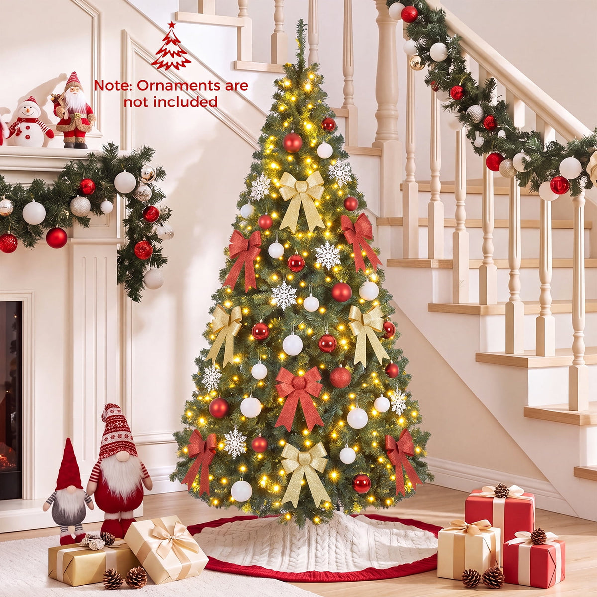 Costway 8Ft Pre-Lit Artificial Christmas Tree Hinged 750 LED Lights
