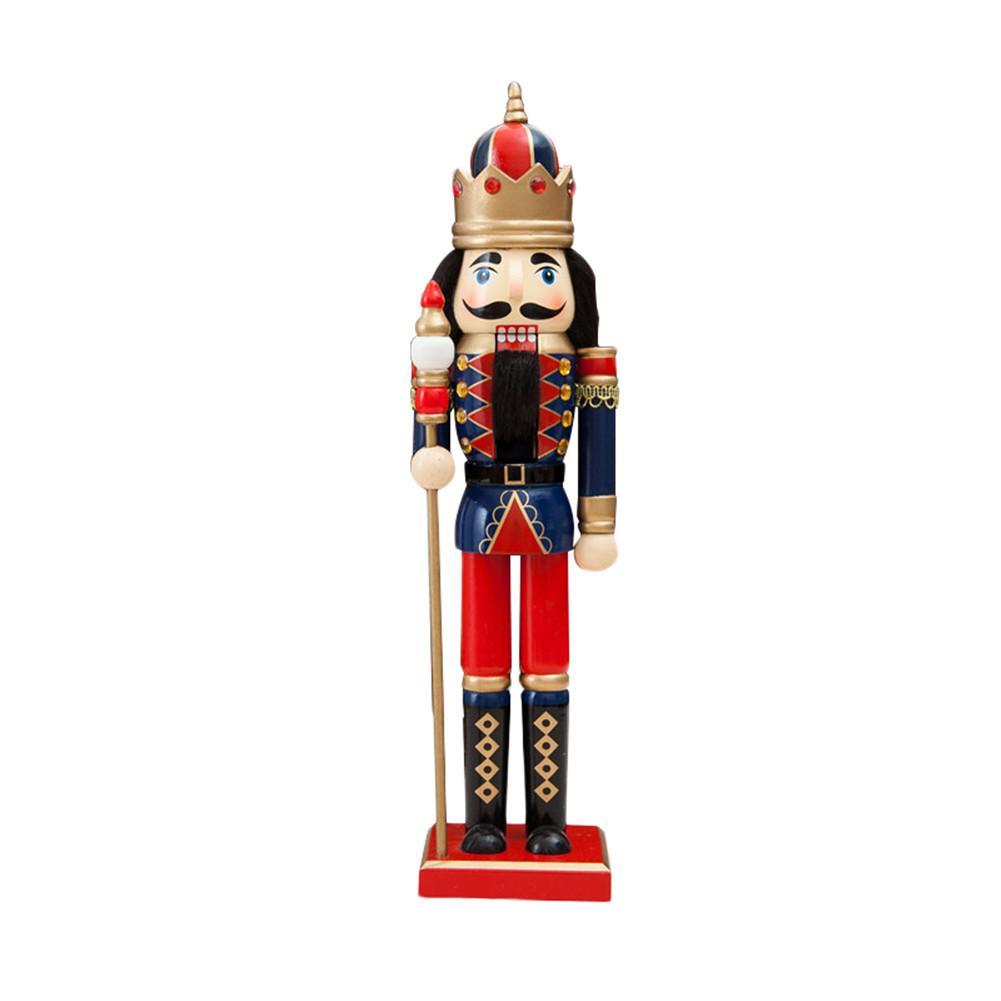 Hfppkn 38CM Wooden Nutcracker Soldier Figurine Classic Christmas Decor for Home Office 38cm