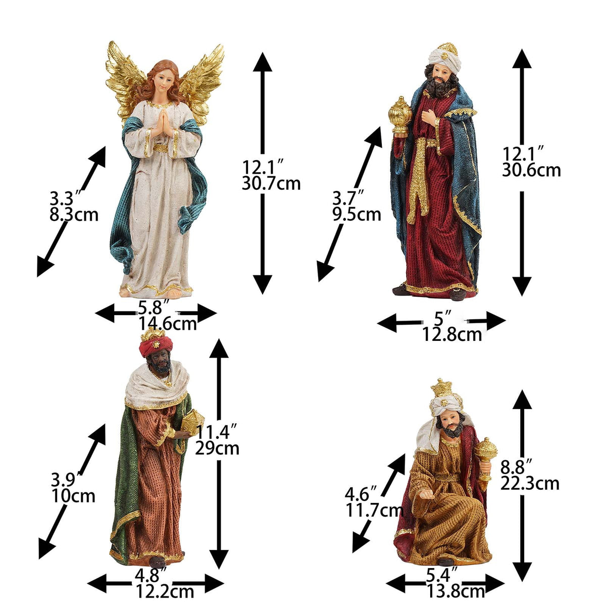 Nativity Set Christmas Indoor 12 inch 12 Pcs Scene Statue Figurines Jesus Manger Crib Gift Catholic Religious Decor