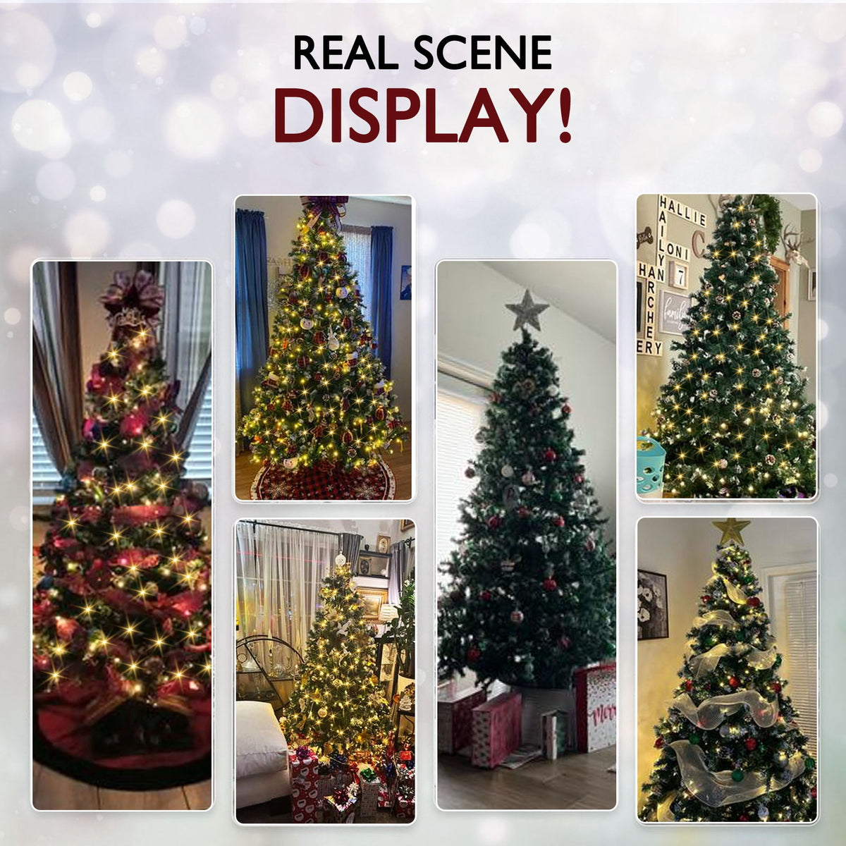 Yexmas 6ft Pre-Lit Christmas Tree with Tree Topper, 8 Modes LED Lights, Artificial Xmas Tree with Large Storage Bag