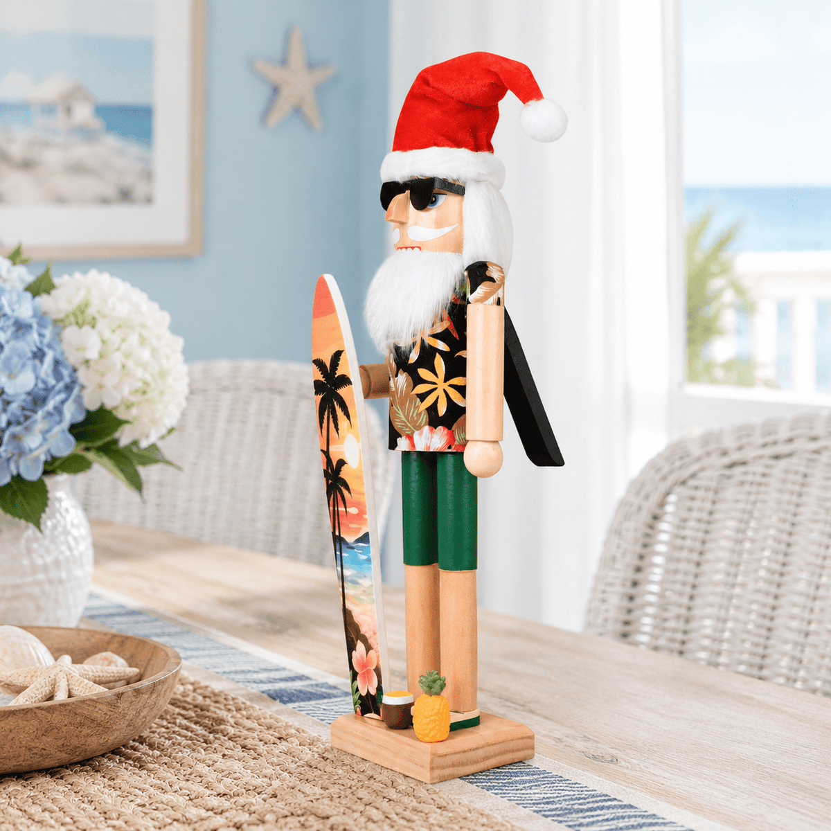 15 Inch Wooden Santa Nutcracker Tropical Christmas Decoration
