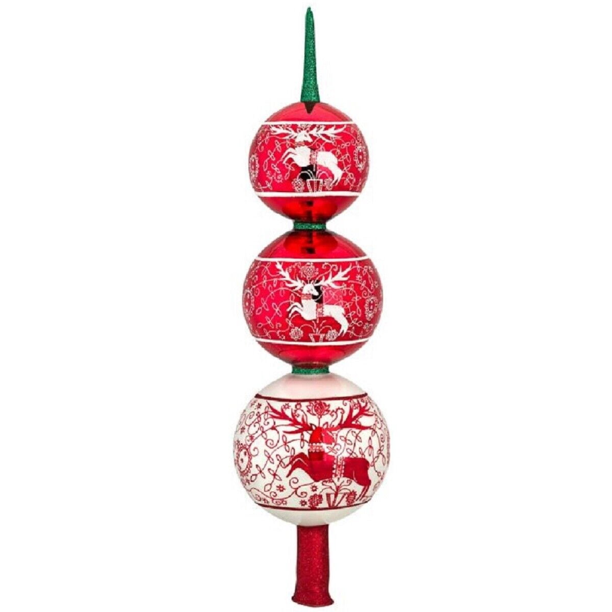 Metzler Brothers Bratislava Folk Art Finial Polish Glass Christmas Tree Topper 14 Inch