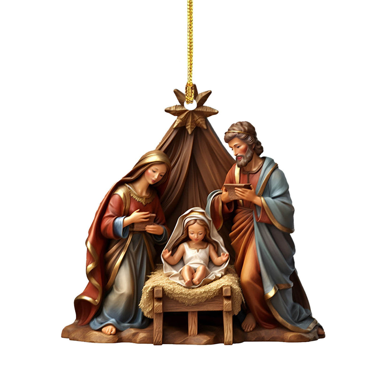 Xuniizn Nativity Ornaments, Christmas Nativity Scene Ornaments Acrylic Christmas Tree Decorations for Xmas Tree, Home, Office, Hanging Ornament, Religious Gifts, Party Decor, Christmas Decorations