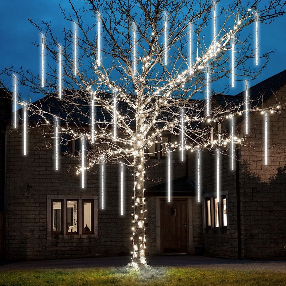 Christmas LED Meteor Shower Rain Warm Lights - 540 LEDs 10 Tubes, 20 Inch Drop/Icicle Snow Falling Raindrop Waterproof Cascading Lights for Wedding Xmas New Year Party Tree Decoration (Warm Light)
