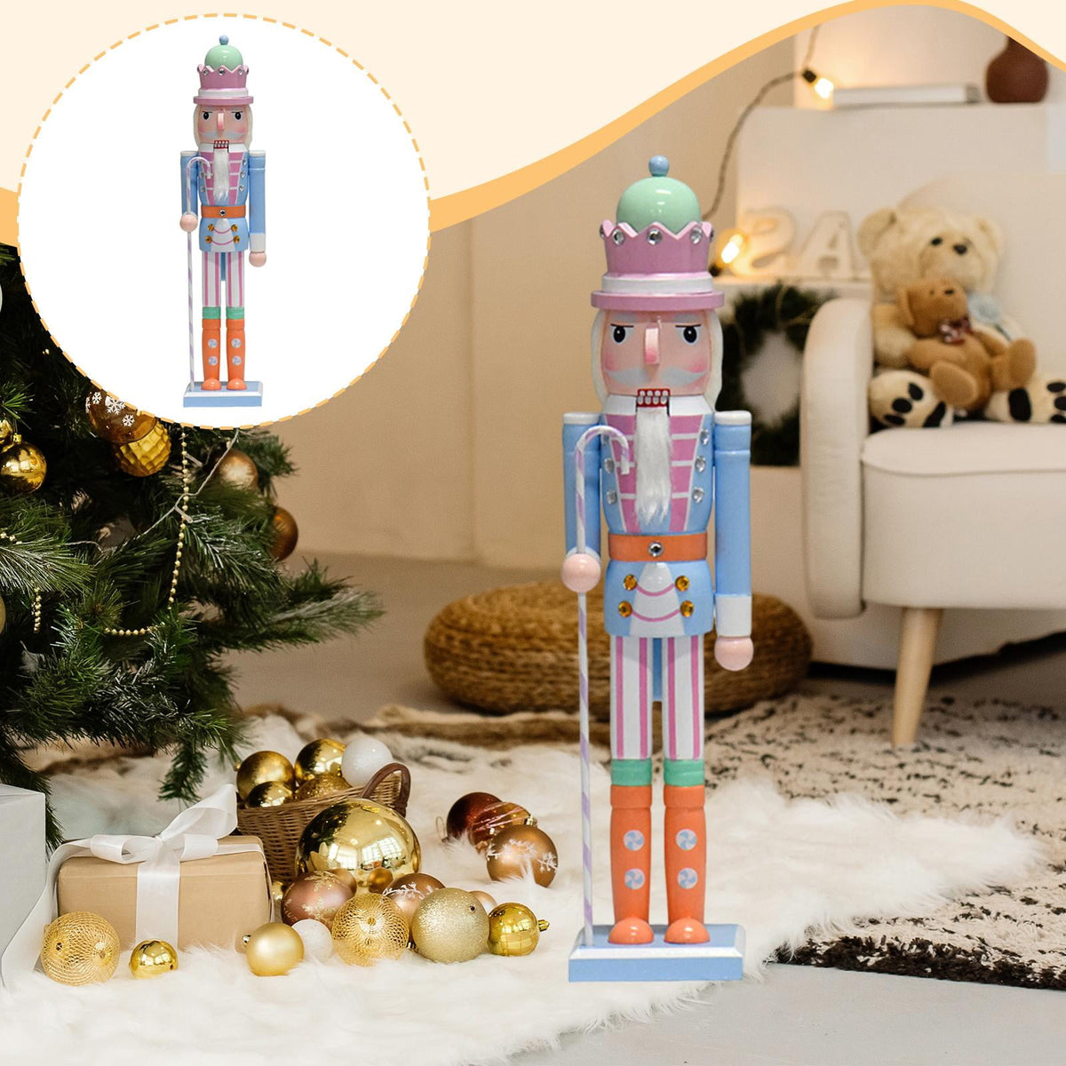 balikha Nutcracker Figurine, Wooden Decorative Object, Table Ornament, Christmas Figurine, Gift for Collectors, Living Room, Office, Bedroom, Christmas Atmosp Style A