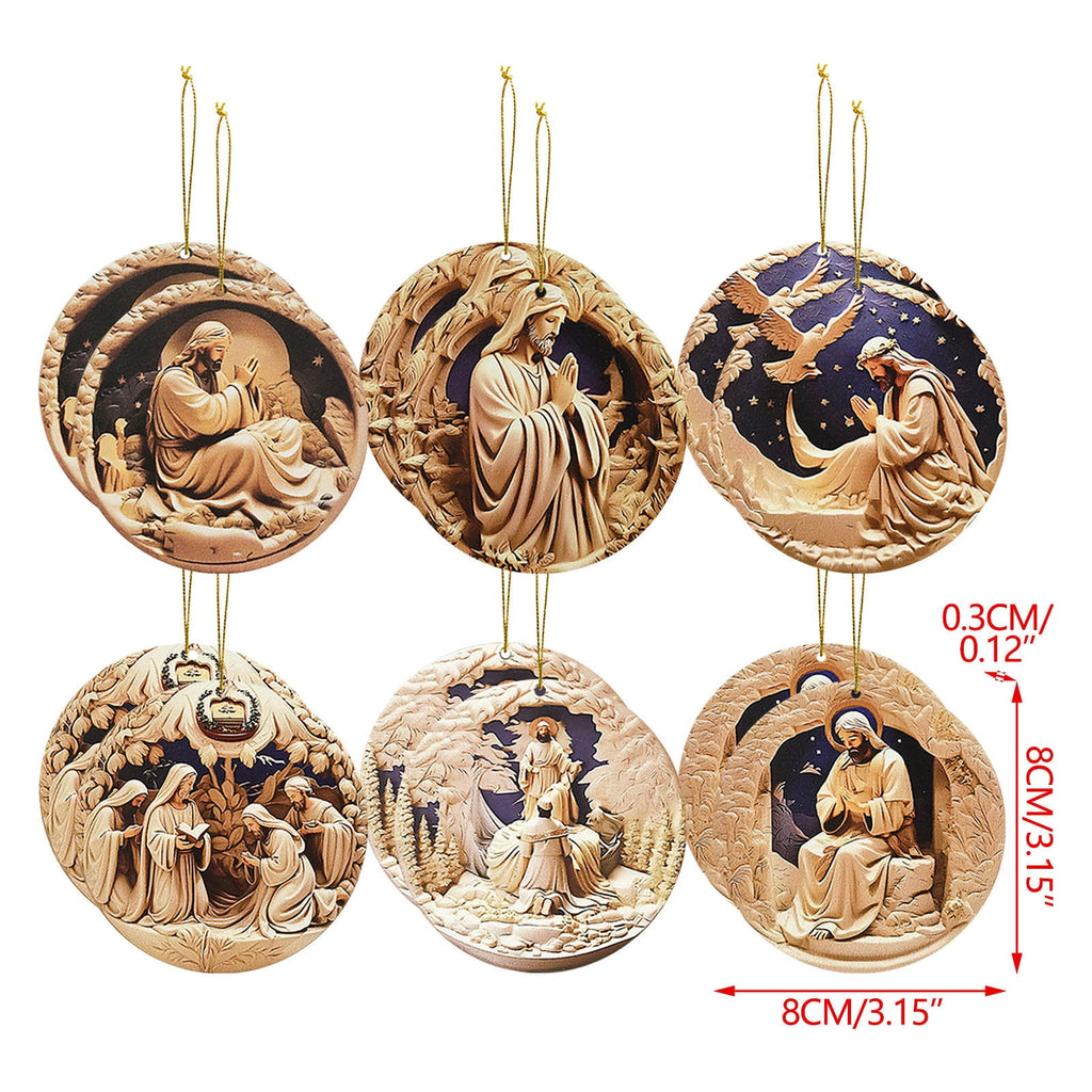Wooden Christmas Ornaments, Nativity Scene Decorations, 12-Piece Handcrafted Wooden Nativity Ornament Set, Traditional Christmas Tree and Home Decor