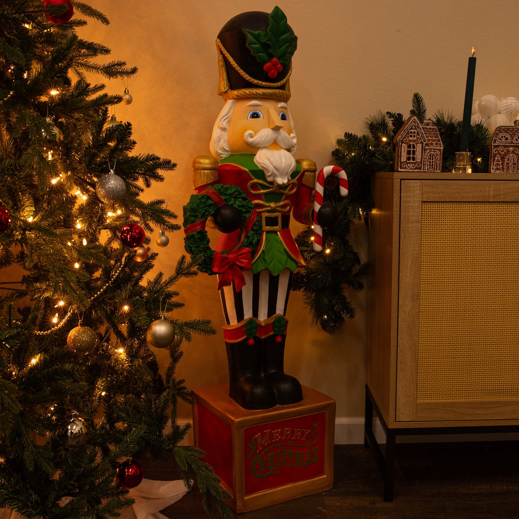 Sunnydaze Green Resin Karl the Christmas Nutcracker Statue, 48"