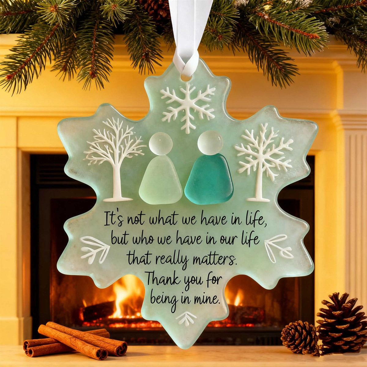 Lunxisen 1 Pcs Sea Glass Nativity: Jesus’ Birth Christmas Ornament,Coastal Inspired Sea Glass Nativity Ornament,Handmade Nativity Scene, with Shells and Starfish