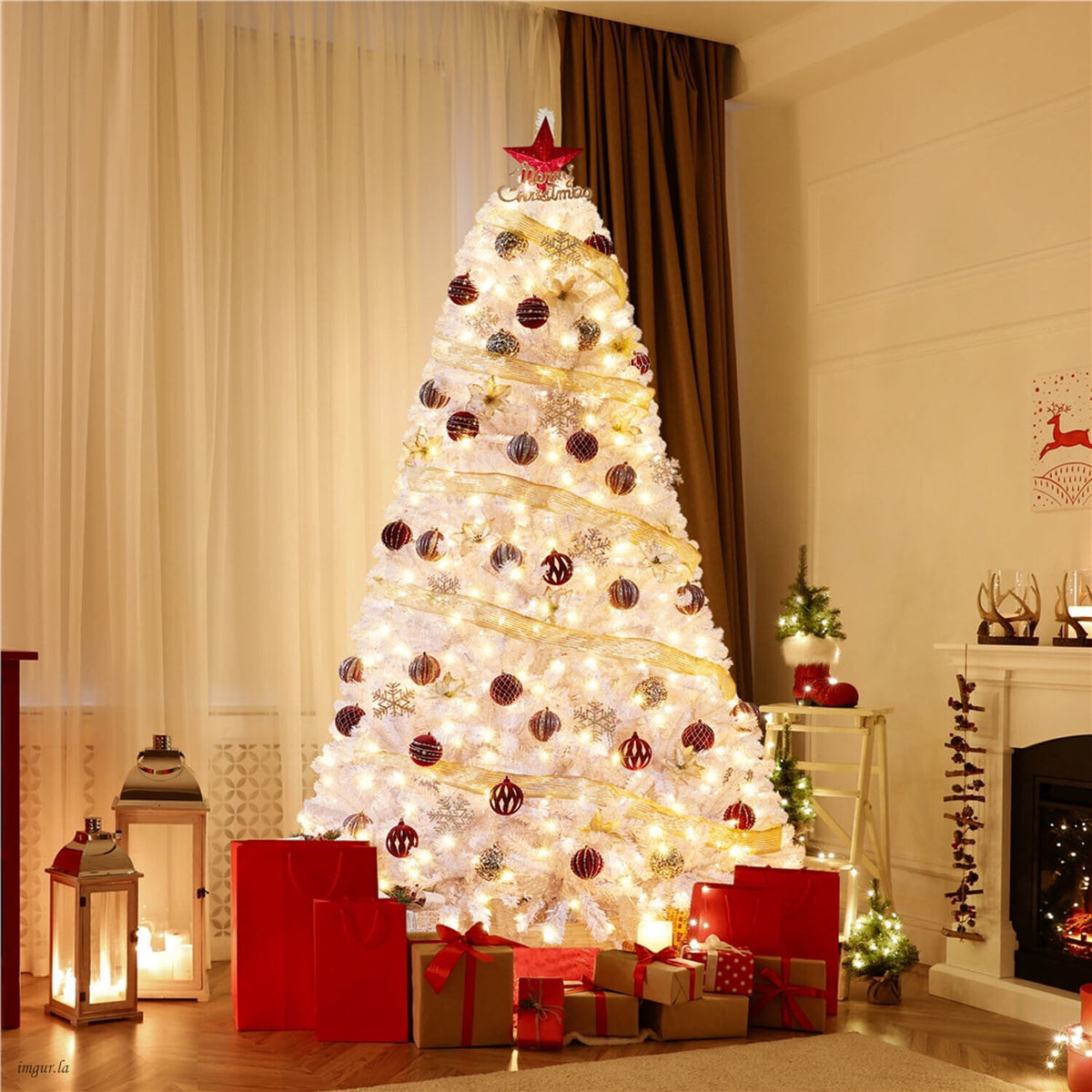 Alden Design 4FT Artificial Pre-lit Christmas Fir Tree with Foldable Stand,70 LED Warm Lights,Black