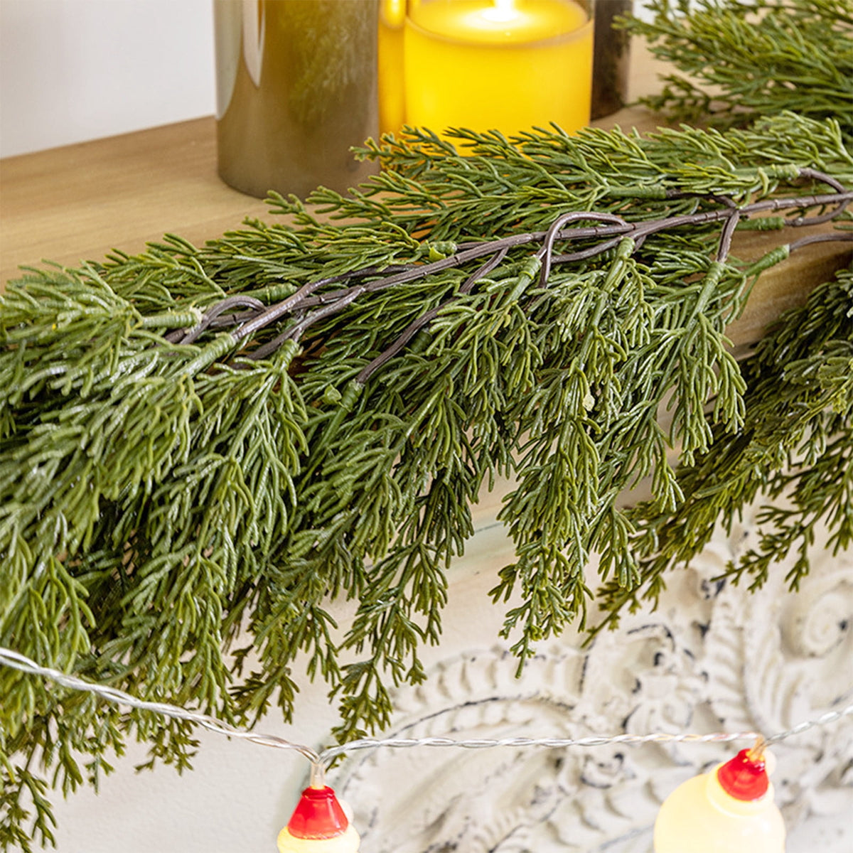 RBCKVXZ 5 FT Christmas Garland Thick and Realistic Artificial Cedar Garland Green Faux Needles Garland for Christmas Winter Home Mantel Fireplace Holiday Party Decorations