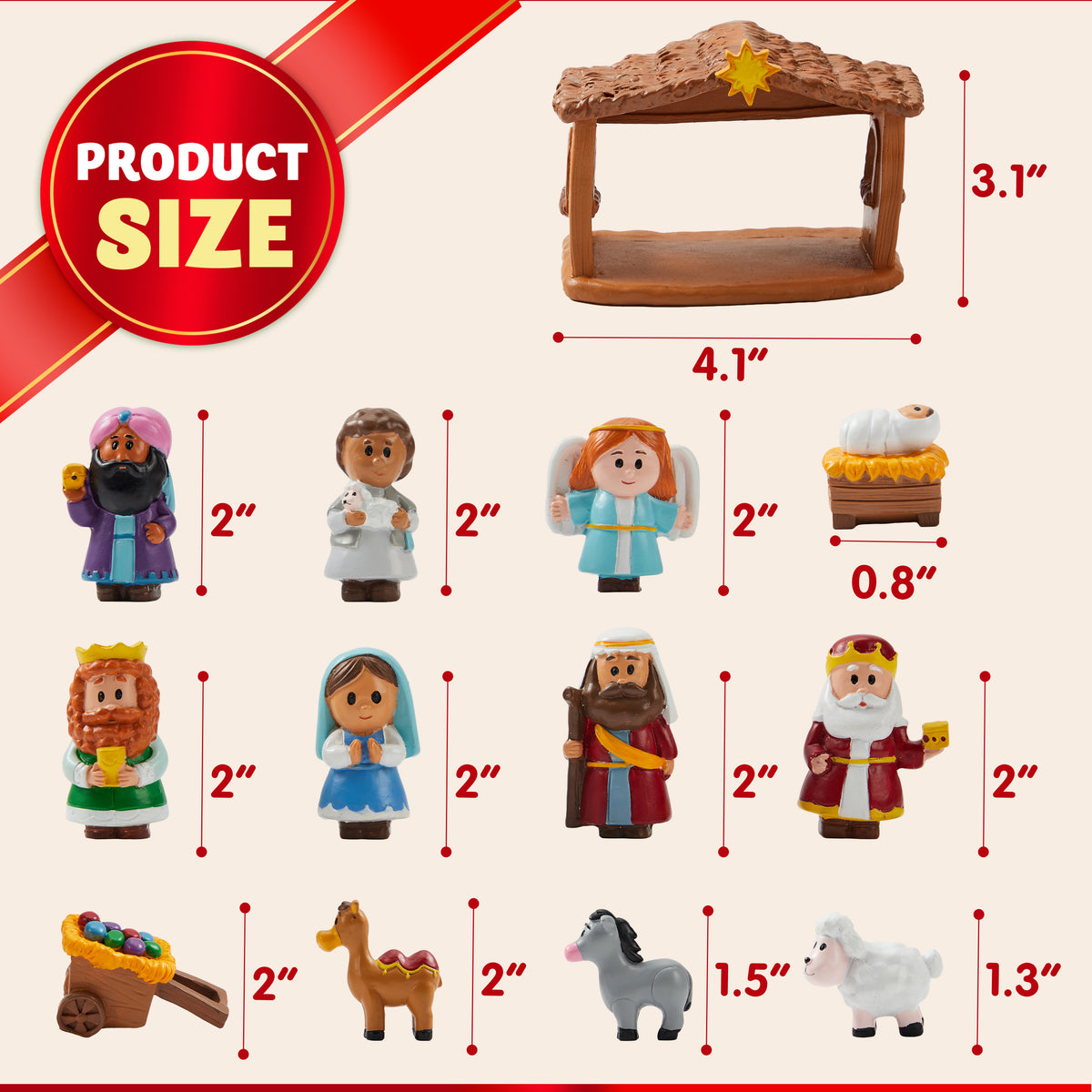 Joyfy 13 Pcs Little Nativity Playset Christmas Nativity Scene Holiday Family Gift Reenact Miniature Toys Manger Scene for Kids Xmas Decorations