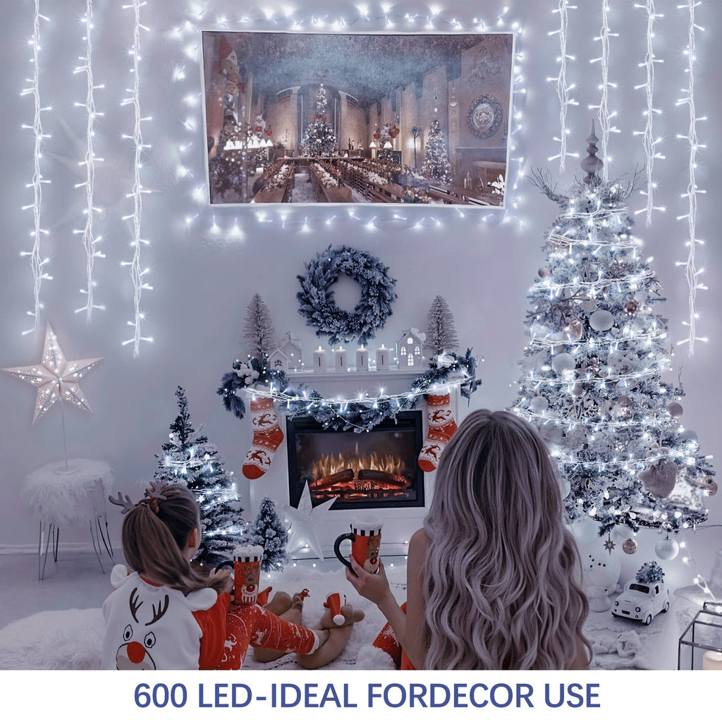 Scidweet Christmas String Lights, 196 FT 600 LED Twinkle Fairy Christmas Light with Remote for Indoor Outdoor Home Holiday Xmas Tree Decor, Warm Yellow