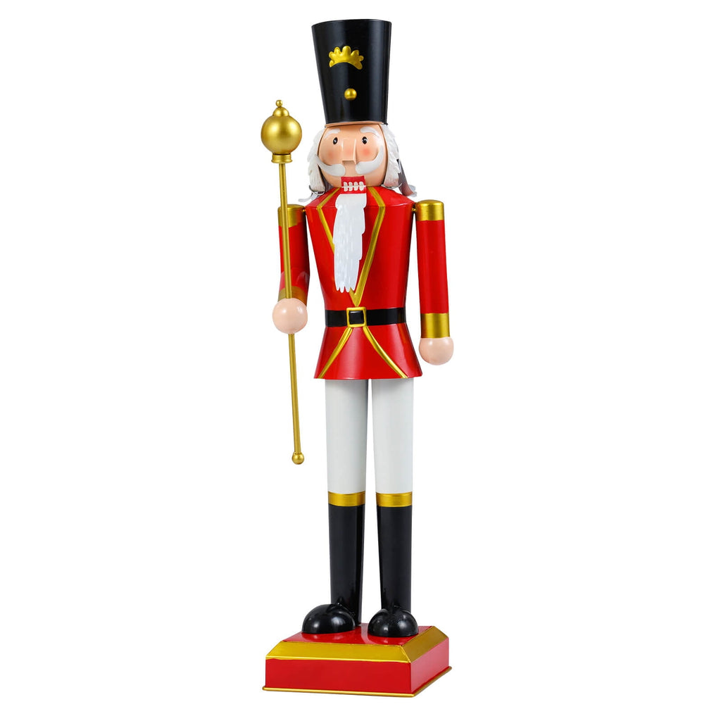 Costway 32.5” Christmas Nutcracker with High Hat & Beautiful Scepter, Uniform & Boots for Yard Gold