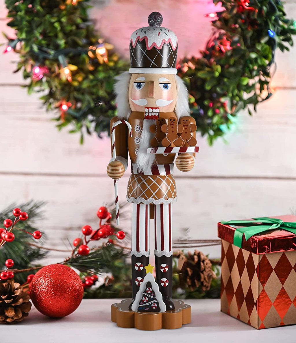 Christmas Candyland Gingerbread Wooden Nutcracker - Candyman with Candycane
