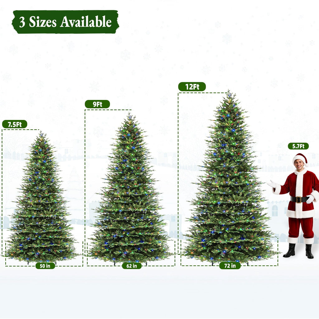VIVATREES 12FT Pre-Lit Artificial Christmas Tree, 8165 Branch Tips 850 LED Lights, 10 Lighting Modes, PE+PVC Foliage, Foot Pedal Control Xmas Tree for Home, Office Decor