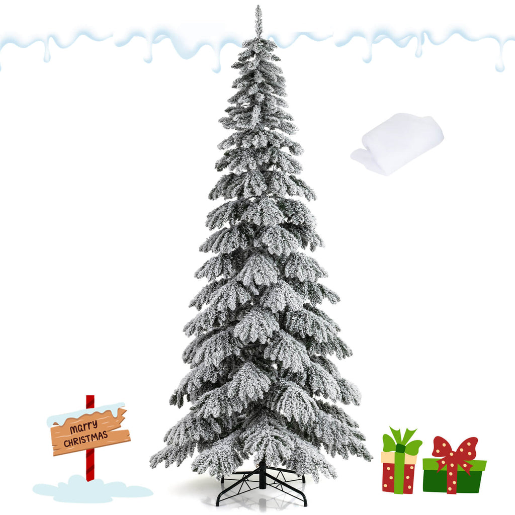 Costway 9 FT Artificial Christmas Tree with Quick Power Connectors,1223 Flocked Branch Tips