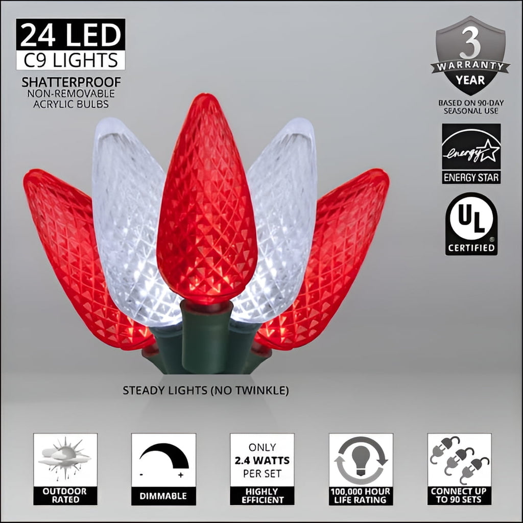 Wintergreen Lighting White LED String Lights Holiday Lightings, 17' (25 Count)