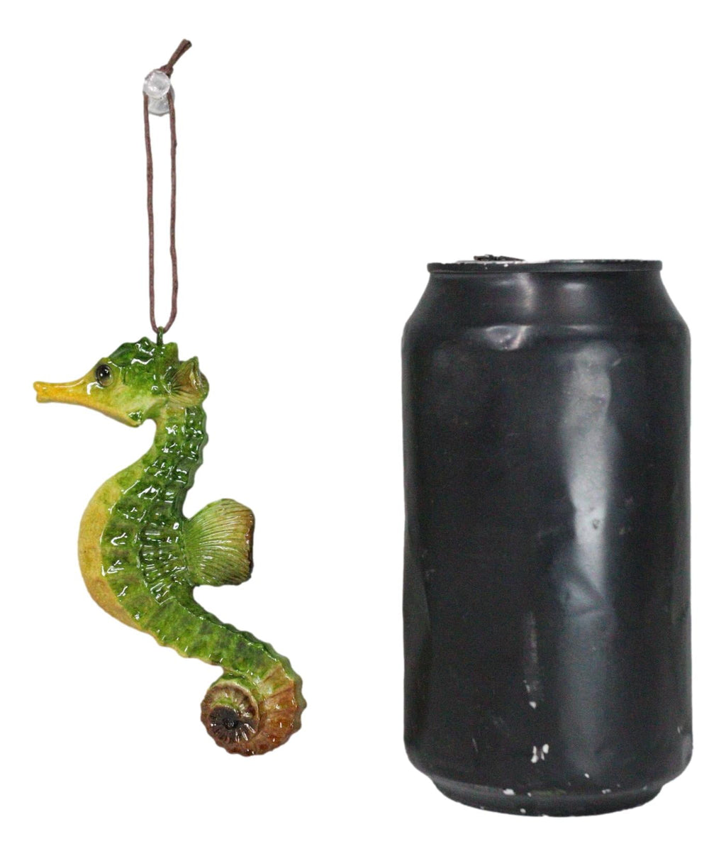 Set Of 6 Green Seahorses Ocean Marine Beach Wall Hanging Decor Tree Ornaments