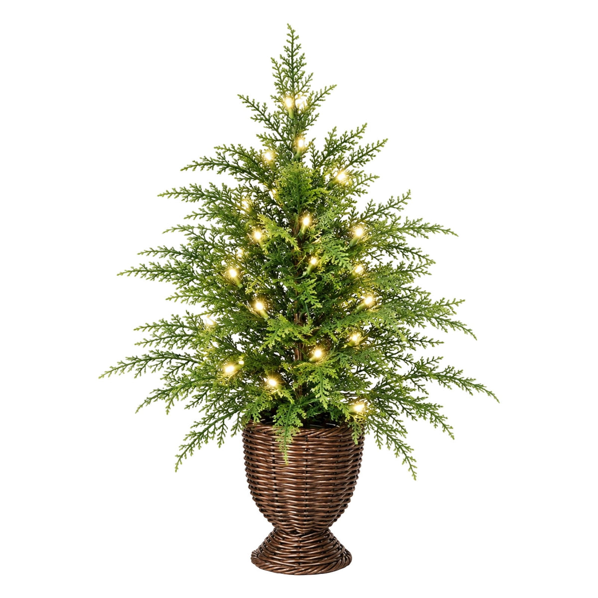 2.95 FT Premium Artificial Christmas Trees, Arbol de Navidad con luces Integradas, Artificial Christmas Tree Dense Needles, Pre-lit Christmas Trees with Lights for Holiday, Party(B)