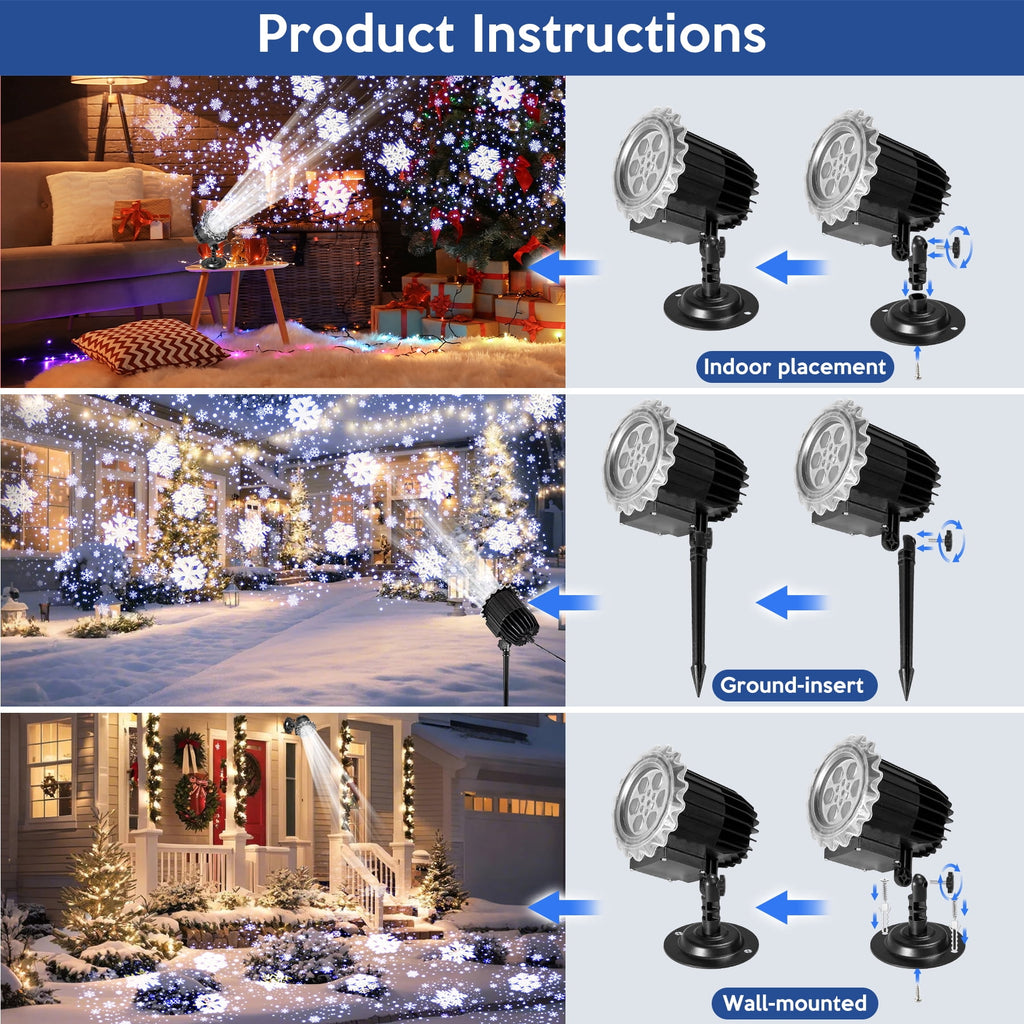 TAIYIMOJUN 3D Snowflake Projector Lights Waterproof Outdoor LED 1 Pack