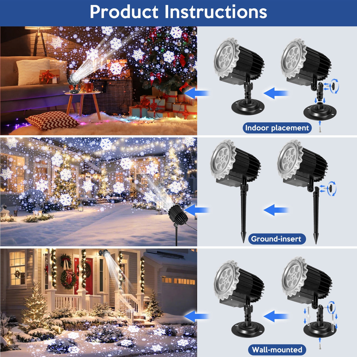 TAIYIMOJUN 3D Snowflake Projector Lights Waterproof Outdoor LED 1 Pack