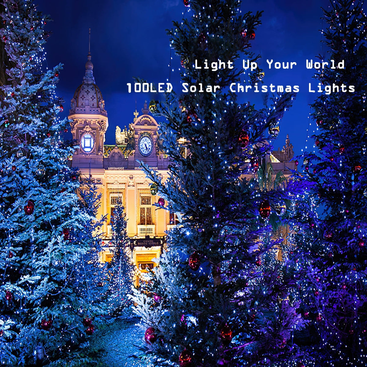 Rirool 2-Pack Solar Christmas Lights 100LED 39ft Waterproof Multicolor String Lights with 8 Modes for Gardens, Wedding, Party, Christmas Tree, Xmas Outdoor Decorations