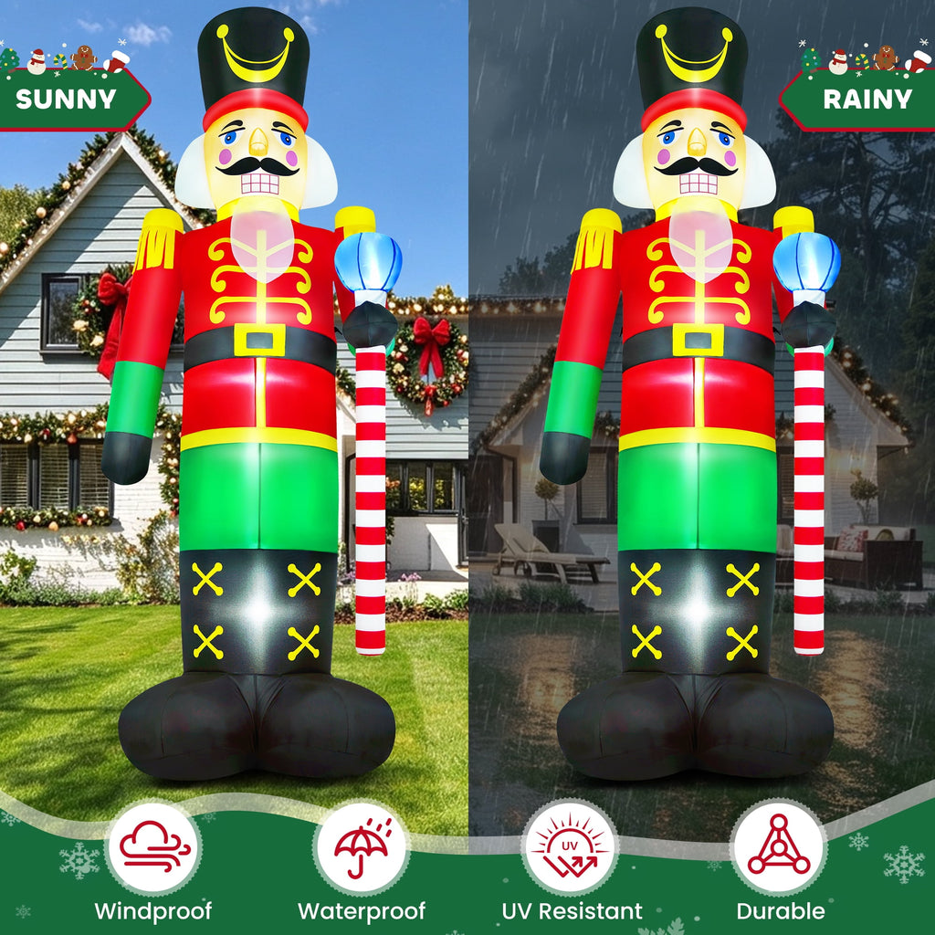 Yexmas 12FT Christmas Inflatable Nutcracker Soldier, Blow Up Yard Xmas Decor with LED Light&Candy Cane for Holiday Party Lawn Garden Outdoor Decor