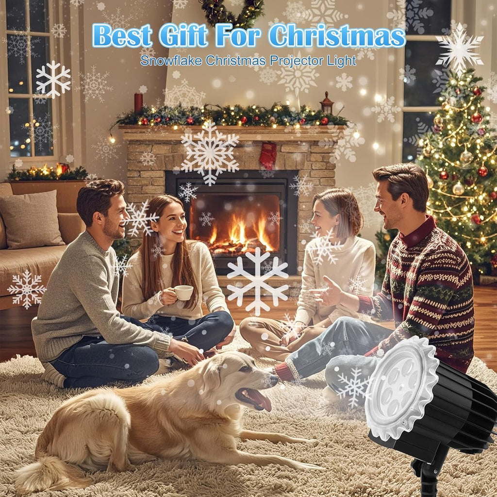 Uncahome Christmas LED Snowflake Projector Lights Outdoor, 3D Snowfall Projection Lamp Outside Waterproof, Black