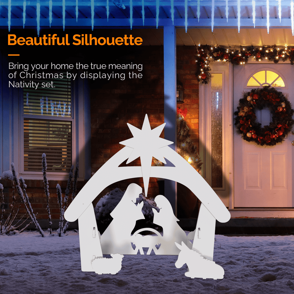UBesGoo Weatherproof Lawn Nativity Scene Yard Display Outdoor Nativity Sets for Christmas