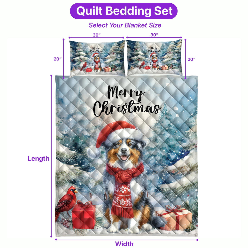 Merry Christmas French Bulldog Enjoys Woofmas Winter Xmas Holiday Quilt Bedding Set Dog Lover Gifts 1 Blanket Bed Cover 2 Pillowcases - 02022
