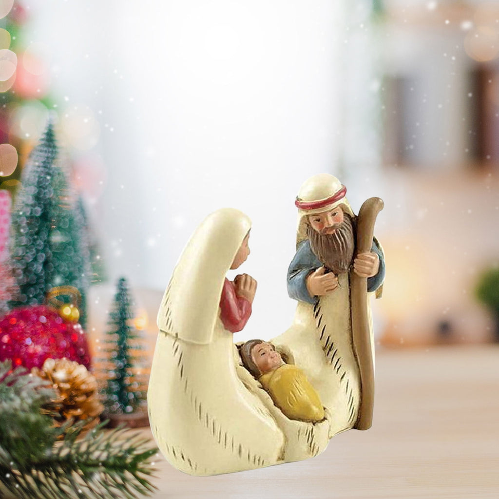 BINGTAOHU Nativity Sets & Figures Christmas Nativity Set Nativity Scene Christmas Village Set Christmas Resin Decoration Nativity Gold Wall Effect Holy Family Tabletop Decoration Gift