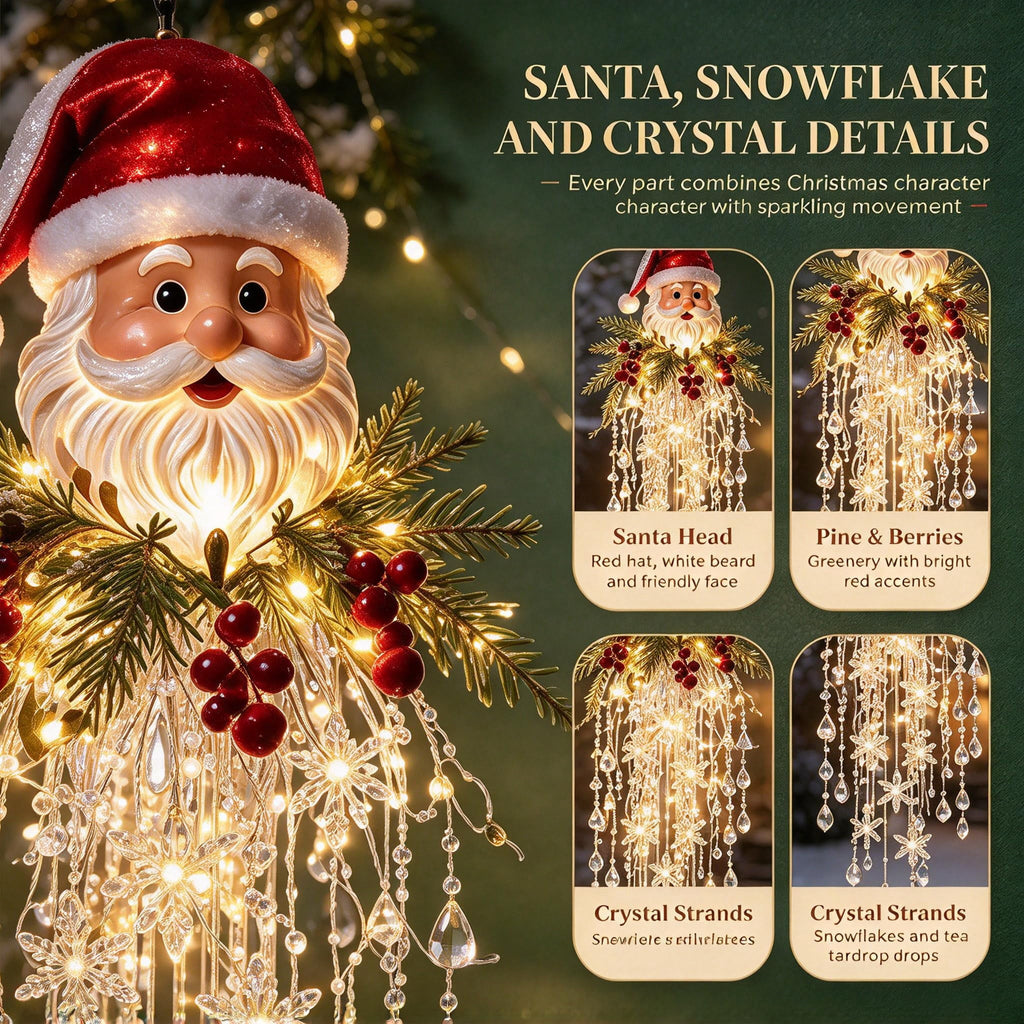 Crystal Cascade Christmas Light - Hanging Snowflake & Crystal LED Porch Decor(Blue light ball)