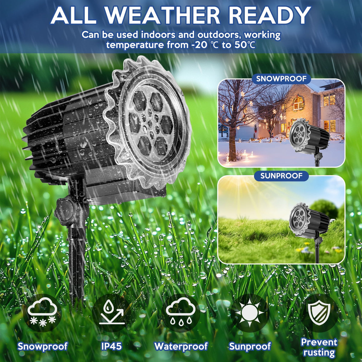 TAIYIMOJUN 3D Snowflake Projector Lights Waterproof Outdoor LED 1 Pack