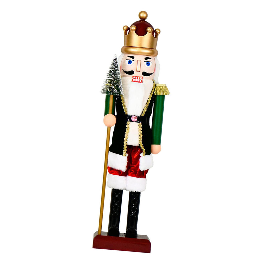 Home Nutcracker Figure Christmas Decoration with Light Music Plastic Craft for Shelves Tables Bedroom Holiday Decor